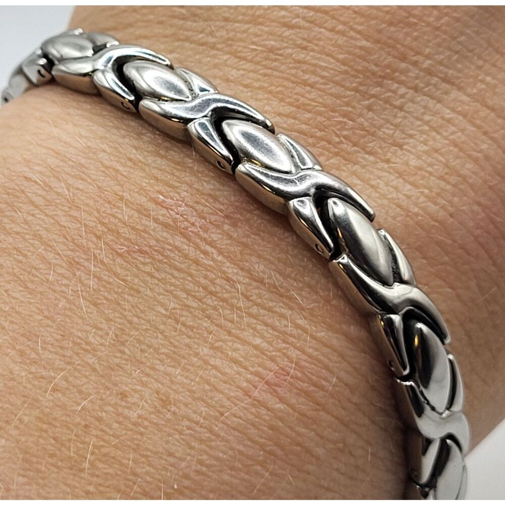 Stainless Steel Oval Braid Bracelet Magnetic Healing Power Bracelet Men's 9in